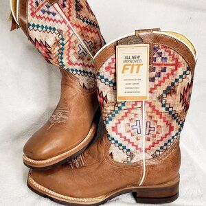 ROPER- Big Kids Girls "MARGO" WESTERN COWBOY BOOTS- Aztec Design- Size: 7Y / 9W